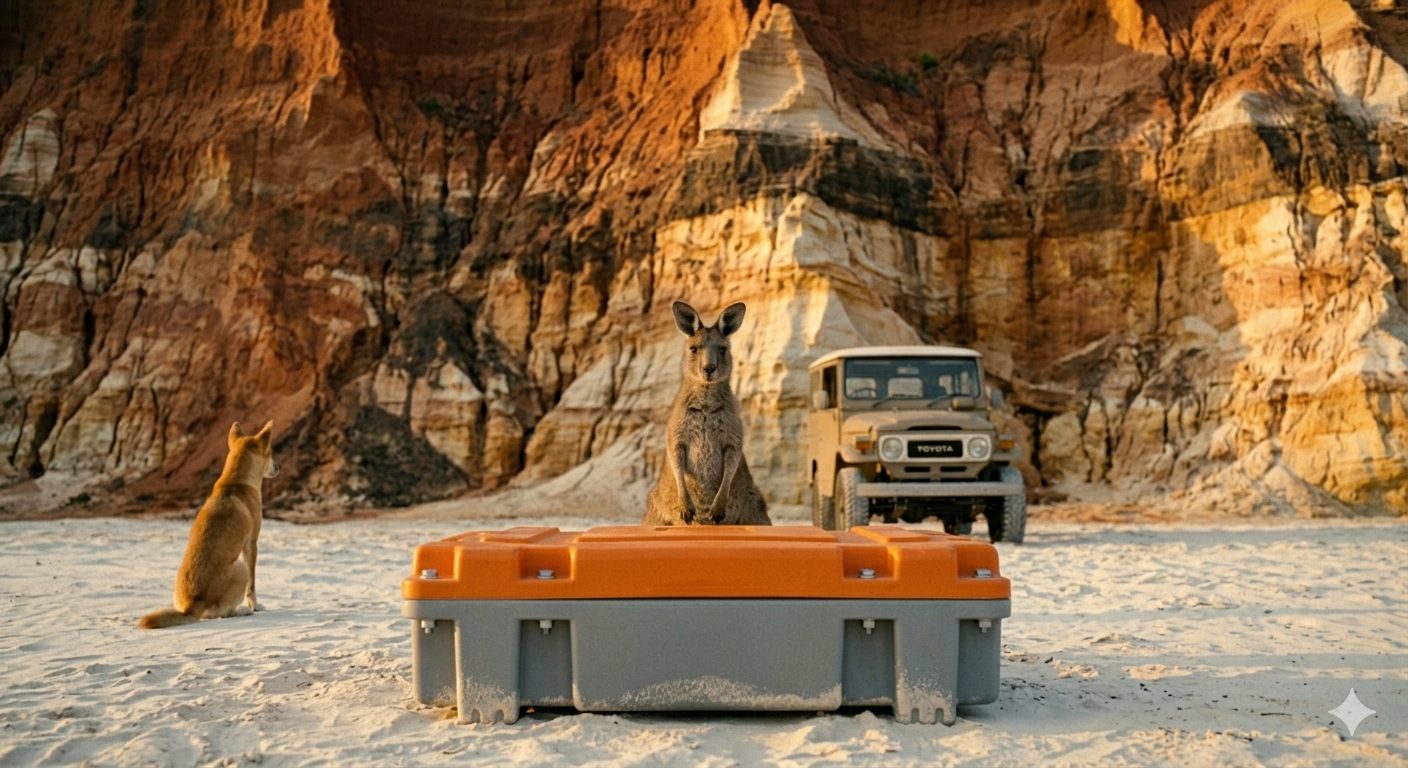Joey portable diesel transfer tank set up in the Australian outback